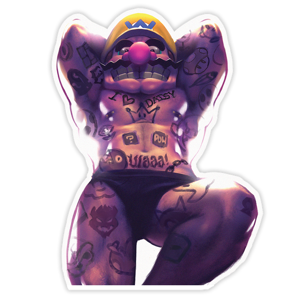 TATTOOED WARIO CONVENTION STICKER [B GRADE]